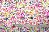 Tissu Popeline Coton Imprimé Fleur Estivale Rose -Au Mètre
