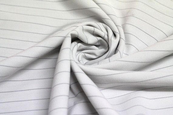 Tissu Bi-Stretch Rayé Blanc/Noir Coupon de 3 mètres