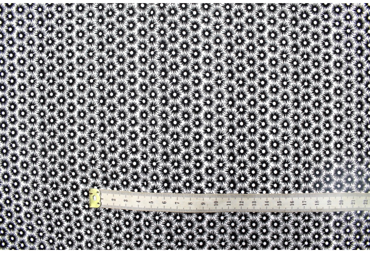 Tissu Popeline Coton Imprimé Fleur Medusa Noir -Au Mètre
