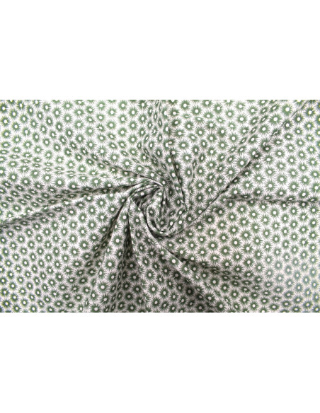 Tissu Popeline Coton Imprimé Fleur Medusa Tilleul -Au Mètre
