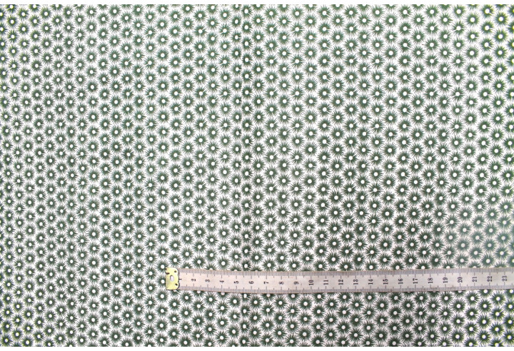 Tissu Popeline Coton Imprimé Fleur Medusa Tilleul -Au Mètre
