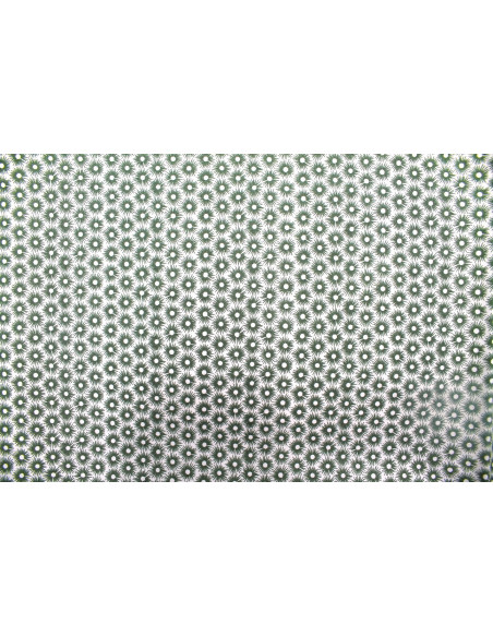 Tissu Popeline Coton Imprimé Fleur Medusa Tilleul -Au Mètre