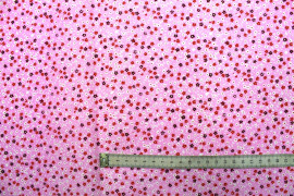 Tissu Popeline Coton Imprimé Fleur Nano Rose -Au Mètre