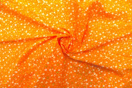 Tissu Popeline Coton Imprimé Fleur Nano Orange -Au Mètre