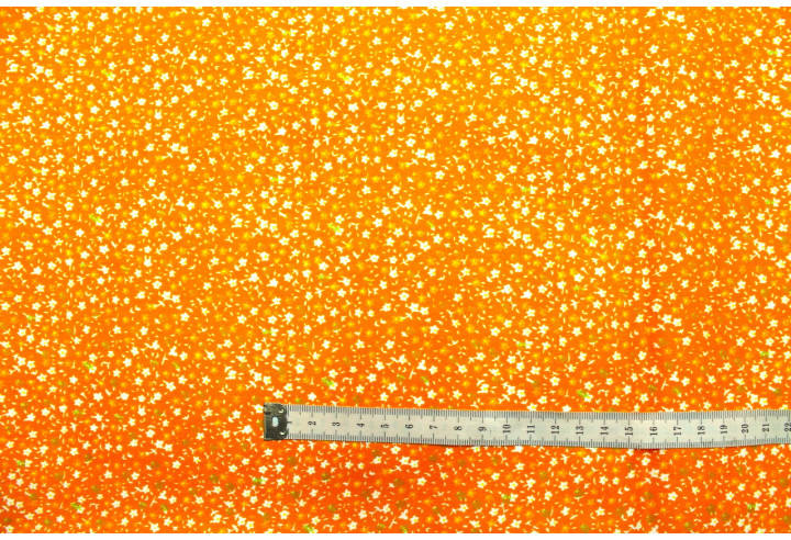 Tissu Popeline Coton Imprimé Fleur Nano Orange -Au Mètre