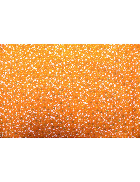 Tissu Popeline Coton Imprimé Fleur Nano Orange -Au Mètre