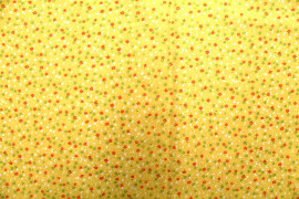 Tissu Popeline Coton Imprimé Fleur Nano Jaune -Au Mètre