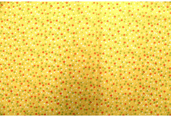 Tissu Popeline Coton Imprimé Fleur Nano Jaune -Au Mètre