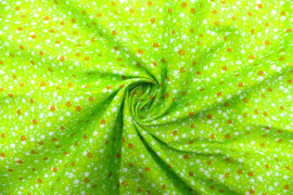 Tissu Popeline Coton Imprimé Fleur Nano Vert -Au Mètre