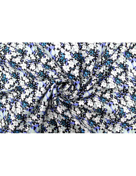 Tissu Popeline Coton Imprimé Fleur Loli Gris -Au Mètre