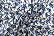 Tissu Popeline Coton Imprimé Fleur Loli Gris -Au Mètre