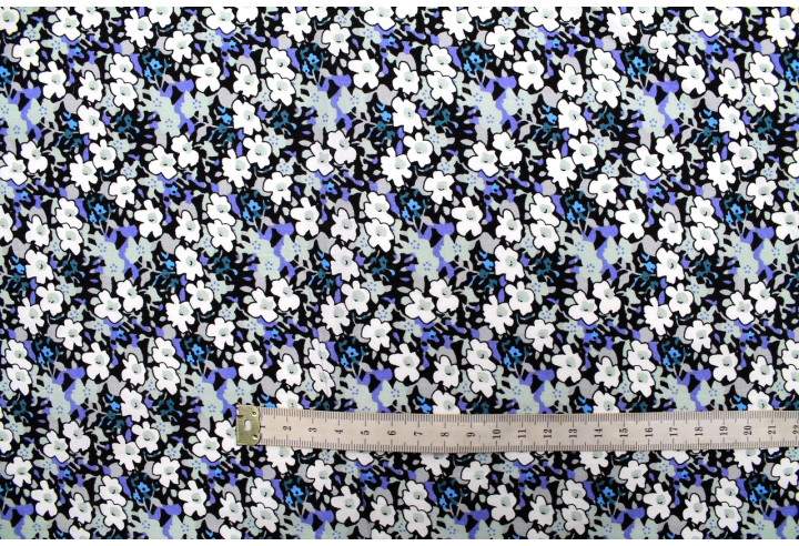 Tissu Popeline Coton Imprimé Fleur Loli Gris -Au Mètre