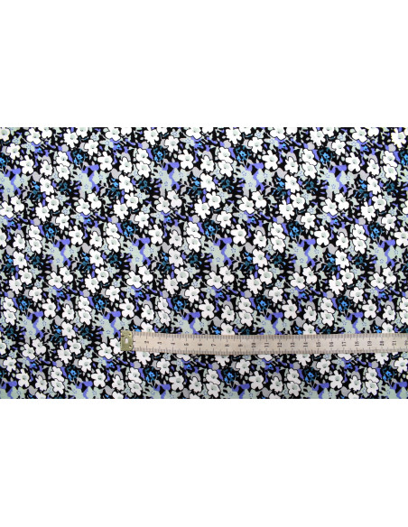 Tissu Popeline Coton Imprimé Fleur Loli Gris -Au Mètre
