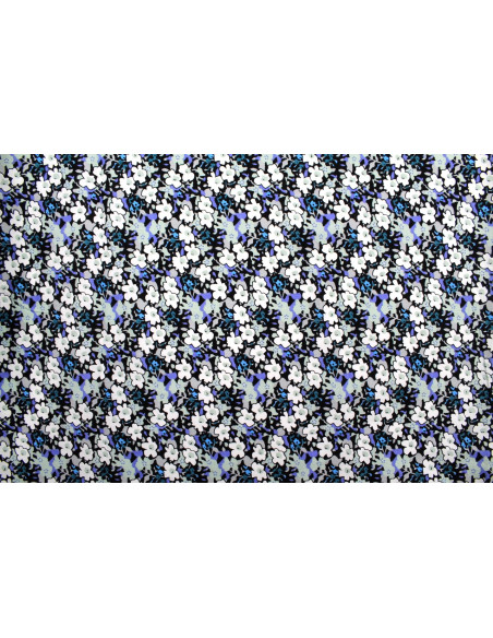 Tissu Popeline Coton Imprimé Fleur Loli Gris -Au Mètre