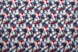 Tissu Popeline Coton Imprimé Fleur Loli Marine -Au Mètre