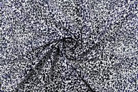 Tissu Popeline Coton Imprimé Minibranche Noir -Au Mètre