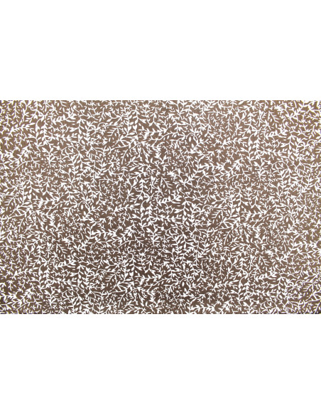 Tissu Popeline Coton Imprimé Minibranche Choco -Au Mètre