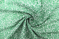 Tissu Popeline Coton Imprimé Minibranche Vert -Au Mètre