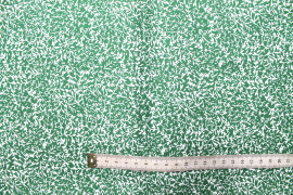 Tissu Popeline Coton Imprimé Minibranche Vert -Au Mètre