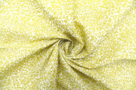 Tissu Popeline Coton Imprimé Minibranche Moutarde -Au Mètre