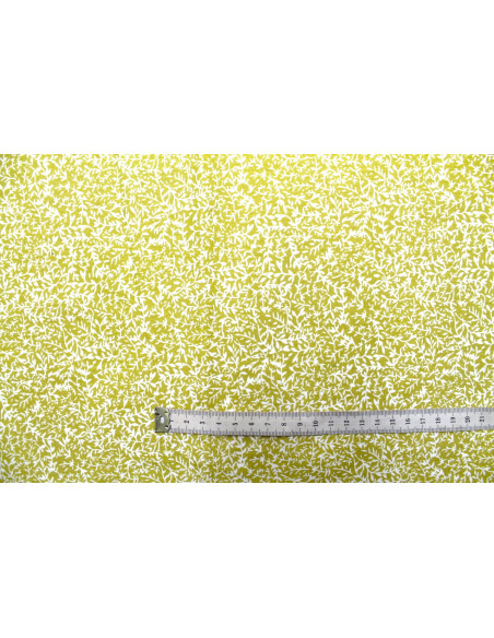 Tissu Popeline Coton Imprimé Minibranche Moutarde -Au Mètre