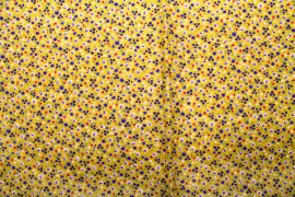 Tissu Popeline Coton Imprimé Petites Fleures Moutarde -Au Mètre
