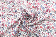 Tissu Popeline Coton Imprimé Fleur Céline Blanc -Au Mètre