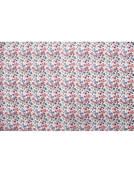 Tissu Popeline Coton Imprimé Fleur Céline Blanc -Au Mètre