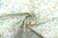 Tissu Popeline Coton Imprimé Fleur Mélania Vert -Au Mètre