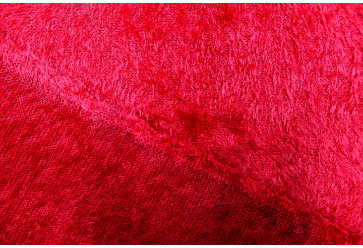 Tissu Maille Pull à Poils Rouge -Au Mètre