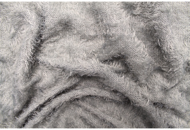 Tissu Maille Pull à Poils Gris -Au Mètre