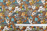 Tissu Popeline Coton Imprimé Fleur Peony Choco -Au Mètre