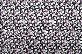 Tissu Popeline Coton Imprimé Fleur Mégane Noir -Au Mètre