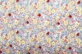 Tissu Popeline Coton Imprimé Fleur Honora Blanc -Au Mètre