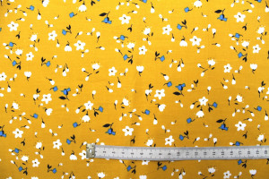 Tissu Popeline Coton Imprimé Fleur Automne Safran -Au Mètre 2