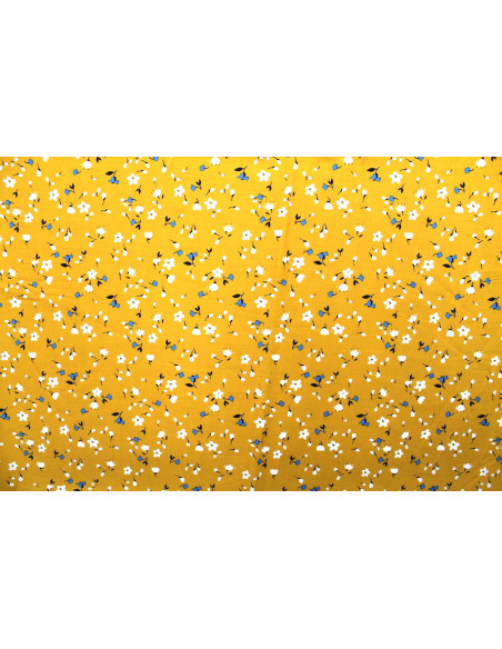 Tissu Popeline Coton Imprimé Fleur Automne Safran -Au Mètre