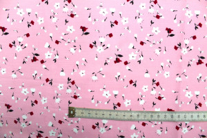 Tissu Popeline Coton Imprimé Fleur Automne Rose -Au Mètre 2