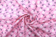 Tissu Popeline Coton Imprimé Fleur Fanny Rose -Au Mètre