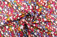 Tissu Popeline Coton Imprimé Fleur Kali Bordeaux -Au Mètre
