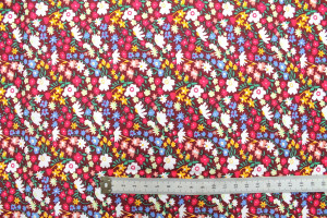 Tissu Popeline Coton Imprimé Fleur Kali Bordeaux -Au Mètre 2