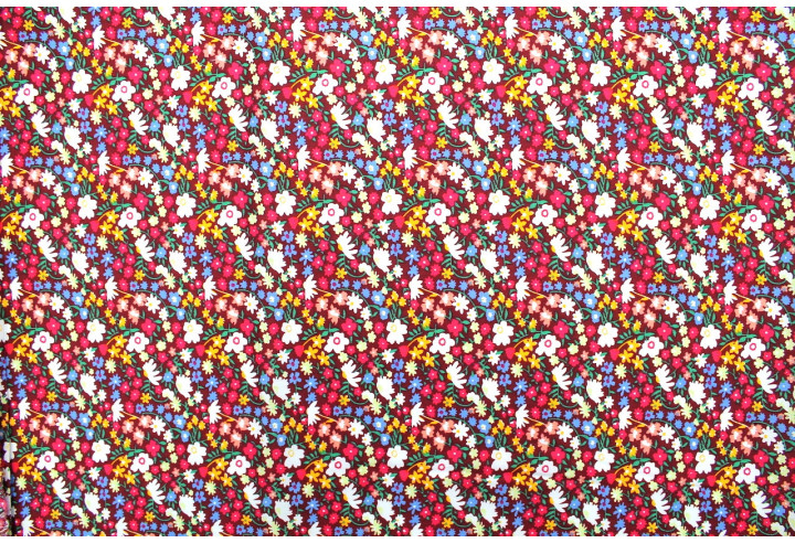 Tissu Popeline Coton Imprimé Fleur Kali Bordeaux -Au Mètre