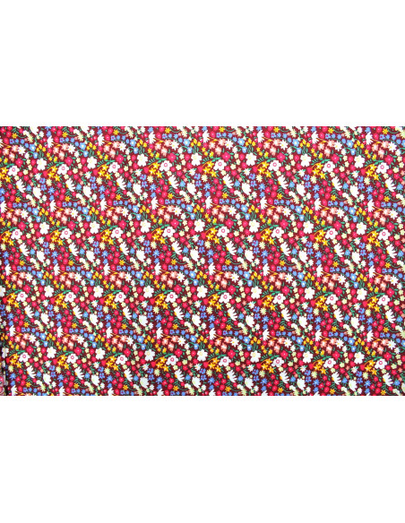 Tissu Popeline Coton Imprimé Fleur Kali Bordeaux -Au Mètre