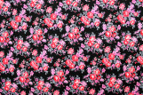 Tissu Popeline Coton Imprimé Fleur Orite Noir -Au Mètre