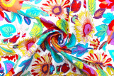 Tissu Popeline Coton Imprimé Fleur Colorway Blanc -Au Mètre