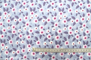 Tissu Popeline Coton Imprimé Feuille Point Gris -Au Mètre 2