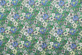 Tissu Popeline Coton Imprimé Fleur Romy Vert -Au Mètre