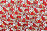 Tissu Popeline Coton Imprimé Fleur Romy Rouge -Au Mètre