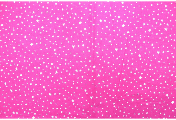 Tissu Popeline Coton Imprimé Étoiles Fuchsia -Au Mètre