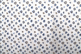 Tissu Popeline Coton Imprimé Plumoeil Écru -Au Mètre