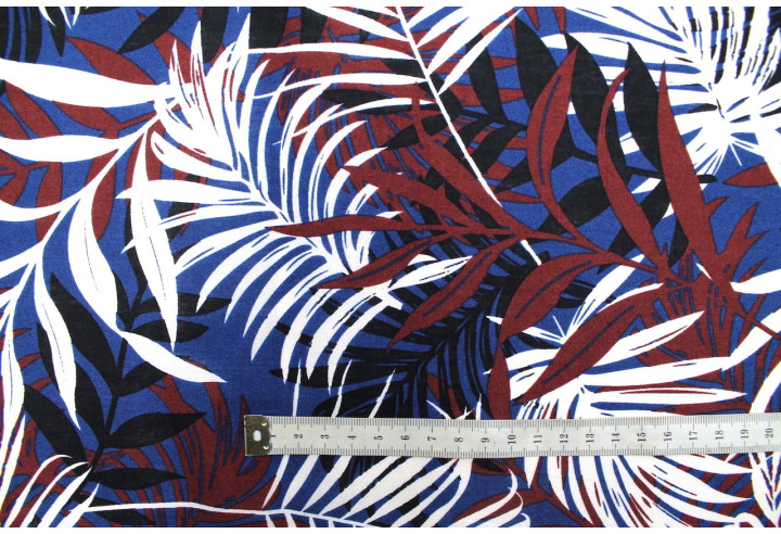 Tissu Popeline Coton Imprimé Palma Marine -Au Mètre